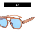 Double Beam Polygonal Pilot Sunglasses