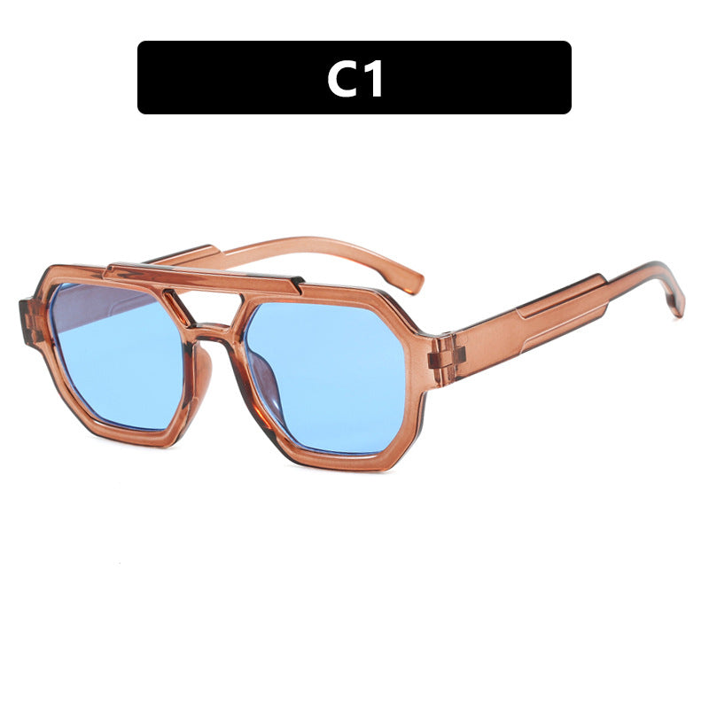 Double Beam Polygonal Pilot Sunglasses