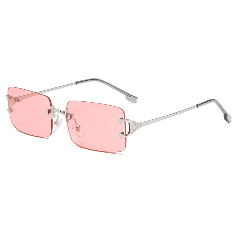 Retro Rimless Cut Edge Square Sunglasses