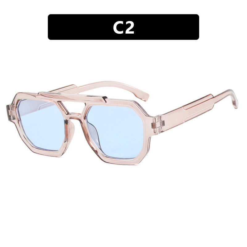 Double Beam Polygonal Pilot Sunglasses