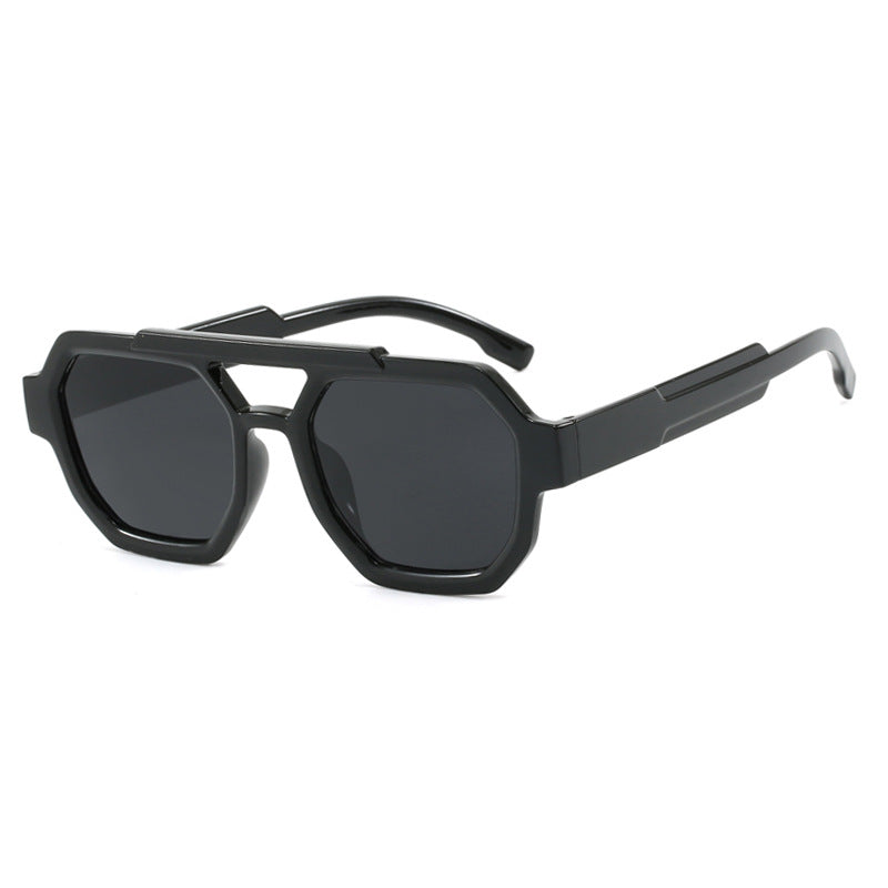 Double Beam Polygonal Pilot Sunglasses