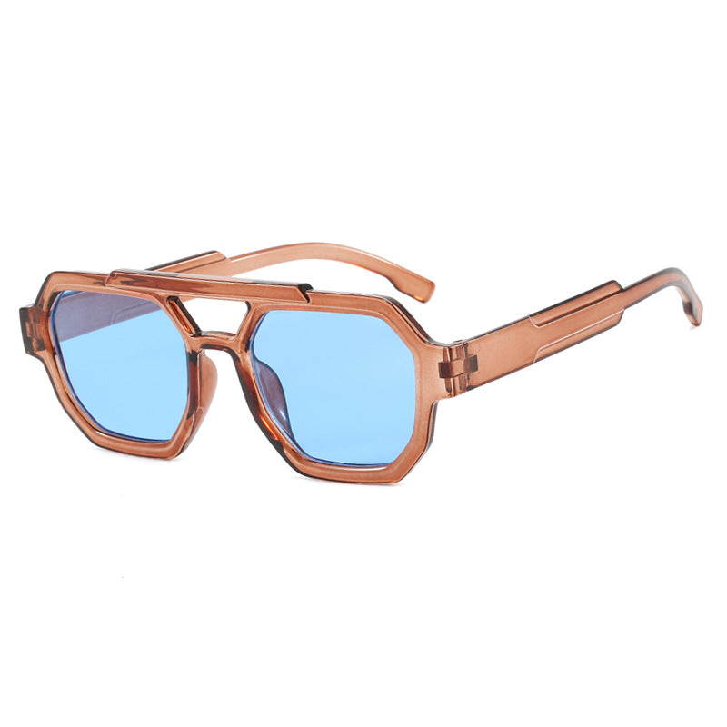 Double Beam Polygonal Pilot Sunglasses