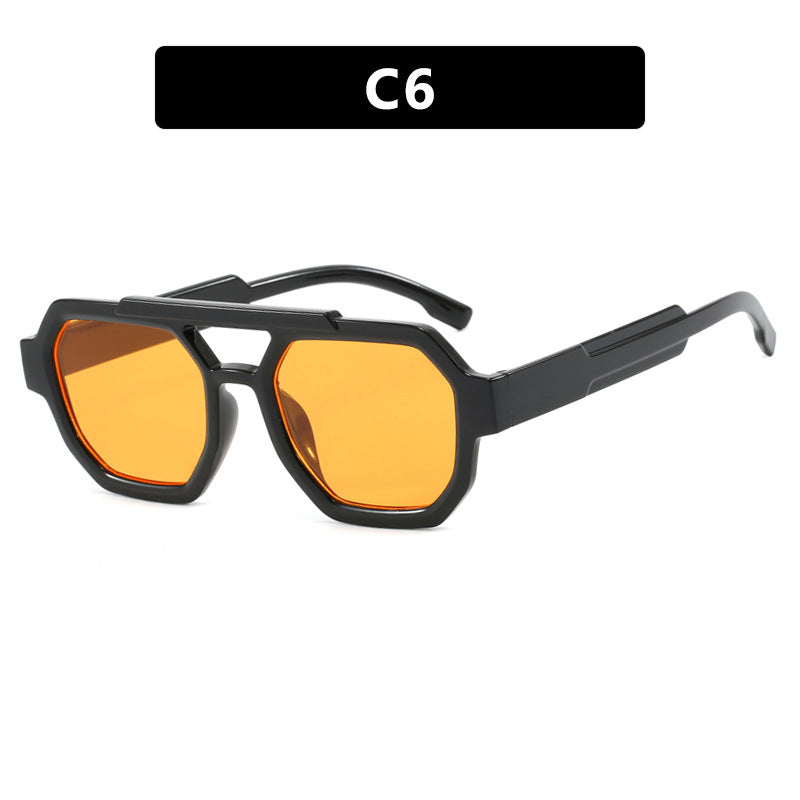 Double Beam Polygonal Pilot Sunglasses