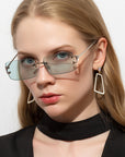 Retro Rimless Cut Edge Square Sunglasses