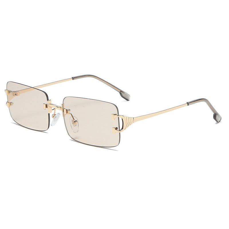 Retro Rimless Cut Edge Square Sunglasses