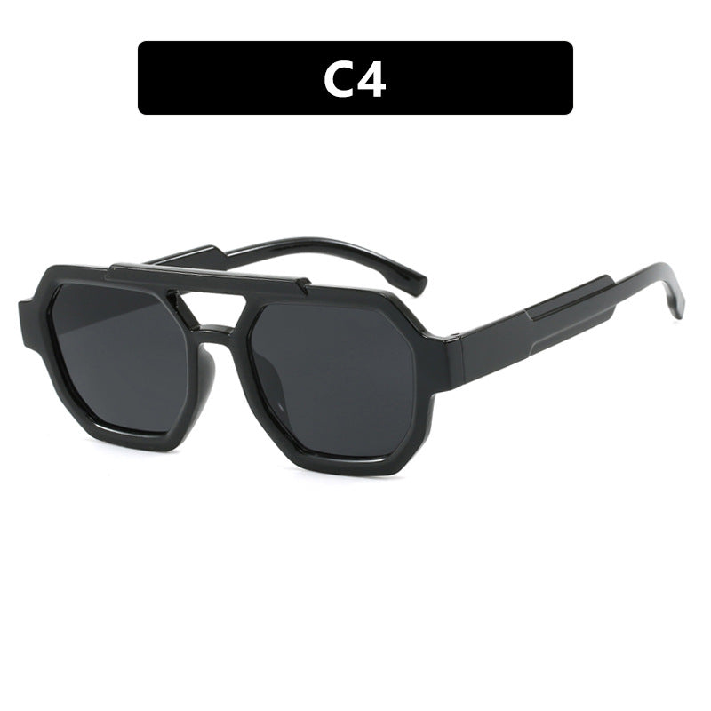 Double Beam Polygonal Pilot Sunglasses