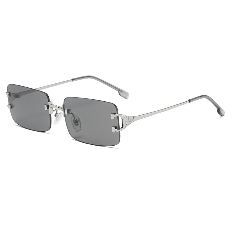 Retro Rimless Cut Edge Square Sunglasses