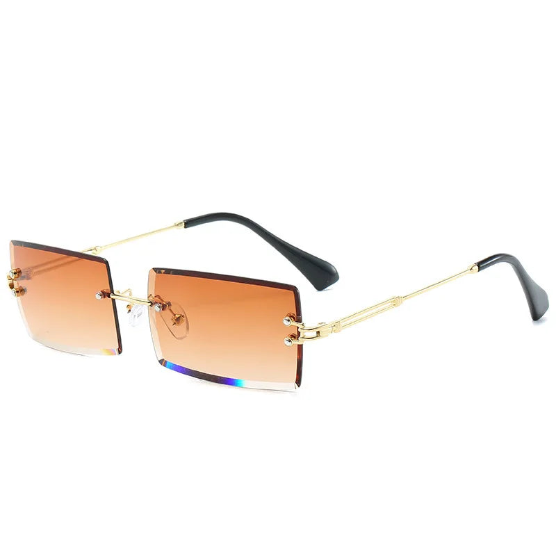 Rectangle Rimless Gradient Sunglasses